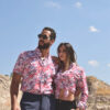 Camisa de manga corta de estampado floral FOR2211 — vista lateral