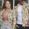 Camisa de manga corta con estampado floral FOR2233 — en modelo