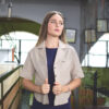 Camisa básica de manga corta beige FOR2274 — vista lateral