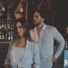 Camisa de combinaciones blanco y rayas azules FOR2328 — detalle de tela