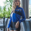 Camisa azul con franjas negro y gris FOR2432 — detalle
