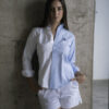 Camisa de combinaciones blanco y azul cielo FOR2458 — vista posterior