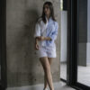 Camisa de combinaciones blanco y azul cielo FOR2458 — detalle