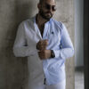Camisa de combinaciones azul cielo y blanco FOR2452 — vista lateral