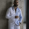 Camisa de combinaciones azul cielo y blanco FOR2452 — detalle