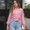 Camisa de cuadros rojos FOR2521 — vista posterior