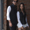 Camisa de combinaciones blanco y negro FOR2506 — vista lateral