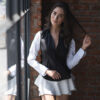 Camisa de combinaciones blanco y negro FOR2506 — detalle