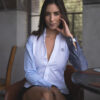 Camisa de combinaciones blanco, gris y azul cielo FOR2505 — detalle
