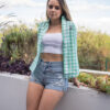 Camisa de cuadros verdes FOR2522 — detalle