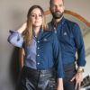 Camisa de combinaciones gris y marino FOR2539 — vista lateral