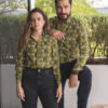 Camisa verde con estampado EQ323 — detalle