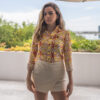 Camisa amarilla con estampado FOR2565 — detalle