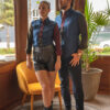 Camisa de combinaciones marino, militar y vino FOR2588 — en modelo