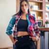 Camisa de combinaciones de cuadros rojos y verdes FOR2614 — vista alternativa