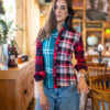 Camisa de combinaciones de cuadros gris y rojos EQ349 — vista alternativa