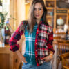 Camisa de combinaciones de cuadros gris y rojos FOR2616 — vista alternativa