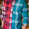 Camisa de combinaciones de cuadros menta y rojos FOR2611 — vista frontal