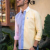 Camisa de combinaciones amarillo, azul y rosa FOR2636 — vista lateral