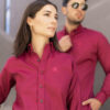 Camisa oxford vino EQ357 — vista frontal