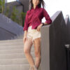 Camisa oxford vino FOR2633 — detalle
