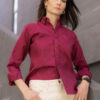 Camisa oxford vino EQ357 — detalle de tela