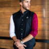 Camisa de combinaciones negro, blanco y vino FOR2638 — detalle de tela