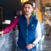 Camisa de combinaciones marino, vino y blanco FOR2637 — detalle de tela