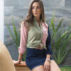 Camisa de combinaciones rosa, verde y marino FOR2640 — detalle