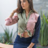 Camisa de combinaciones rosa, verde y marino FOR2640 — vista lateral
