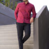 Camisa oxford vino FOR2628 — detalle