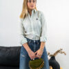 Camisa de rayas blancas y verdes FOR2659 — detalle