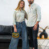Camisa de rayas blancas y verdes EQ370 — detalle
