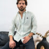 Camisa de rayas blancas y verdes FOR2654 — detalle