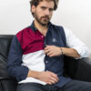 Camisa de combinaciones azul marino, blanco y vino FOR2662 — vista posterior