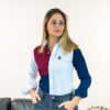 Camisa de combinaciones blanca, azul marino y vino FOR2660 — vista lateral