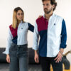 Camisa de combinaciones blanca, azul marino y vino EQ371 — detalle
