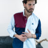 Camisa de combinaciones blanca, azul marino y vino FOR2655 — vista lateral
