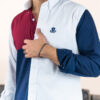Camisa de combinaciones blanca, azul marino y vino FOR2655 — vista posterior