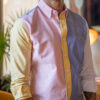 Camisa de combinaciones cielo, rosa, amarillo y blanco EQ366 — vista lateral