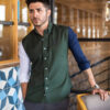 Camisa de combinaciones verde, blanco y marino FOR2644 — vista lateral
