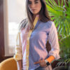 Camisa de combinaciones cielo, rosa, amarillo y blanco FOR2650 — vista posterior