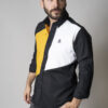 Camisa de combinaciones negro, amarillo y blanco EQ384 — vista lateral