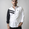Camisa de combinaciones blanco y negro con franjas FOR2679 — vista lateral