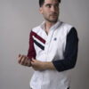Camisa de combinaciones blanco, marino y vino con franjas FOR2678 — detalle