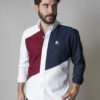 Camisa de combinaciones blanco, vino y marino FOR2680 — detalle