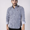 Camisa de rayas azul marino FOR2689 — vista lateral