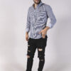 Camisa de rayas azul marino FOR2689 — vista posterior