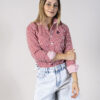 Camisa de rayas rojas EQ387 — detalle de tela