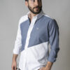 Camisa de combinaciones blanco y gris EQ386 — vista lateral